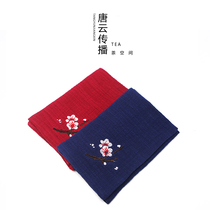 Tang Yun tea towel absorbent rag cotton and linen retro embroidery Kung Fu tea set Chinese style tea cloth thickened towel