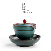 Tang Yun Ceramic Kung Fu tea set cover bowl Teacup Teacup coarse pottery hand-grasping pot Sansai bowl Japanese Teapot tea maker