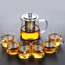 Glass tea set transparent Kung Fu Tea Cup household small set office meeting guests drinking tea filter thick bubble teapot