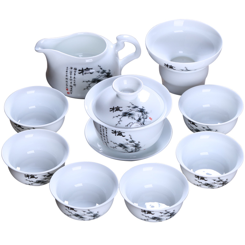 Injection machine white porcelain kung fu tea set office home jade porcelain tureen of a complete set of restoring ancient ways the teapot teacup ceramic gift set