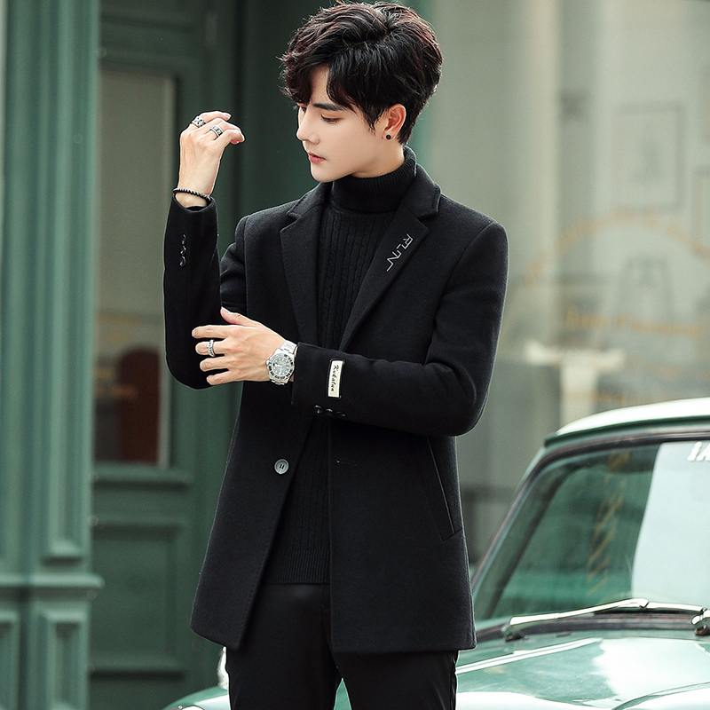 Autumn and winter wool top The men's short section Korean version of the Korean version Trend Thickened Subcoat Men's Jacket Men's Wind Clothes-Taobao