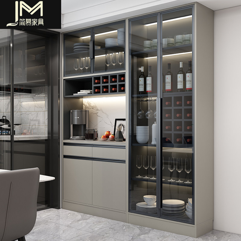 Light Extravagant Dining Cabinet Integrated By Wall High Cabinet Modern Minima Living-room Upscale Glass Wine Cabinet Home Solid Wood Lockers