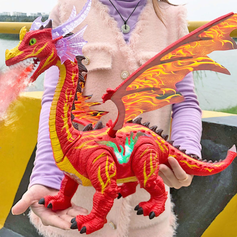 Children's Big Electric Dinosaur Toys Next Egg Will Go Big Spray Fire Bully King Dragon Emulation Animal Model Female 3 Boys 6