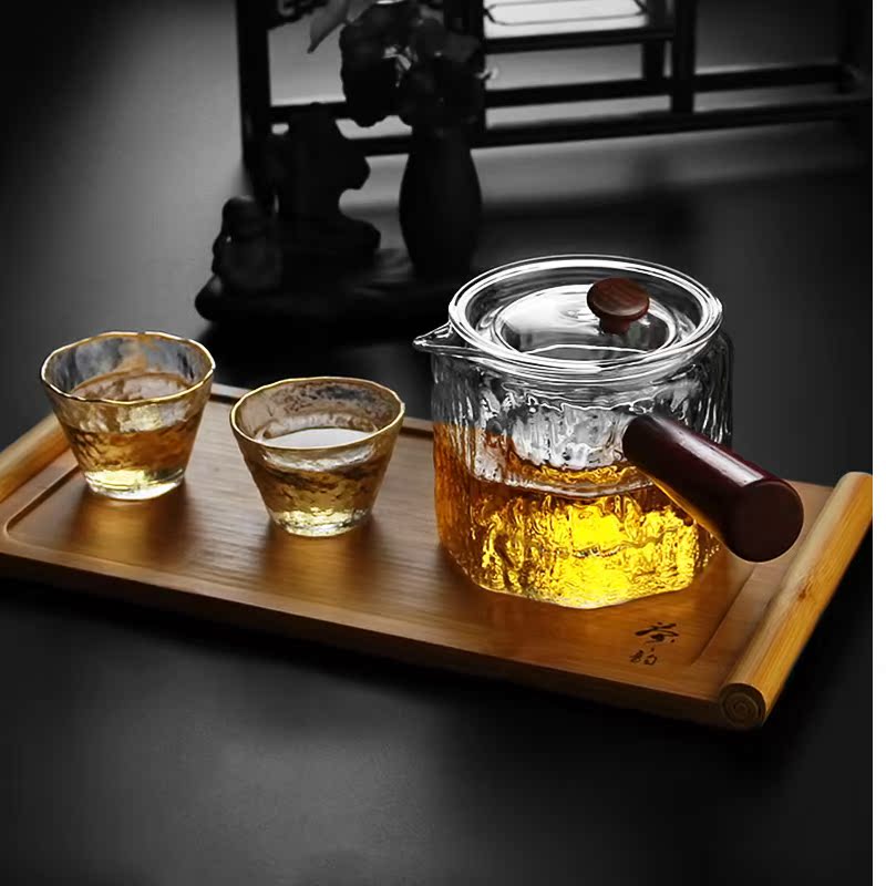 Royal for pure boiled tea glass teapot which can filter the wood hammer high borosilicate TaoLu tea set