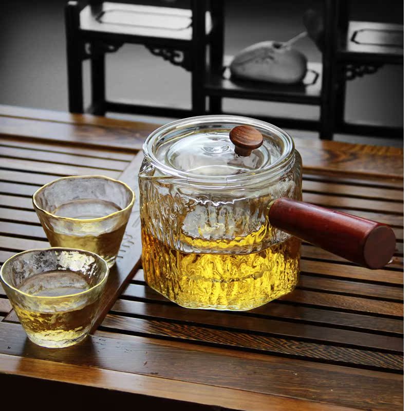 Royal for pure boiled tea glass teapot which can filter the wood hammer high borosilicate TaoLu tea set