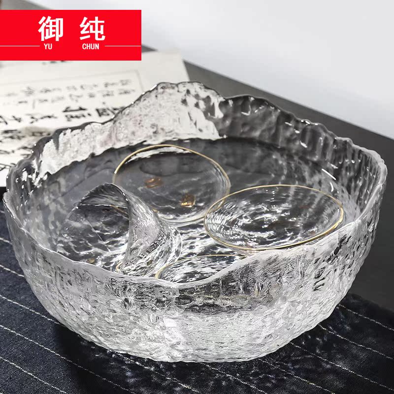 Royal pure large tea to wash to the pure manual hammer heat - resistant glass wash basin dross barrels of kung fu tea accessories water jar