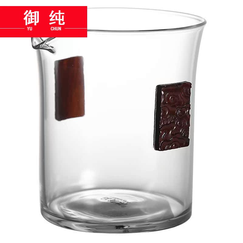 Royal pure wood glass fair Japanese manual heat - resistant glass tea cup upset sea points tea, kungfu tea accessories