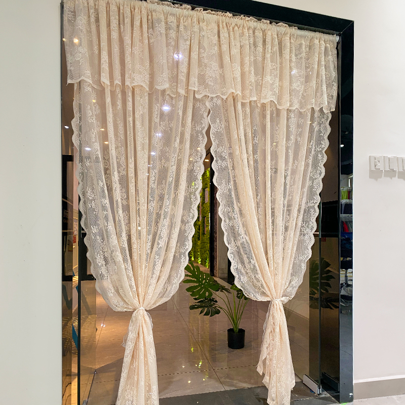 French-Style Light Luxury Milk Coffee-Colored Lace Sheer Curtains, Light-Transmitting but Not See-Through, for Bedroom, ins Style, High-End Feel, Bay Window Sheer Drapes