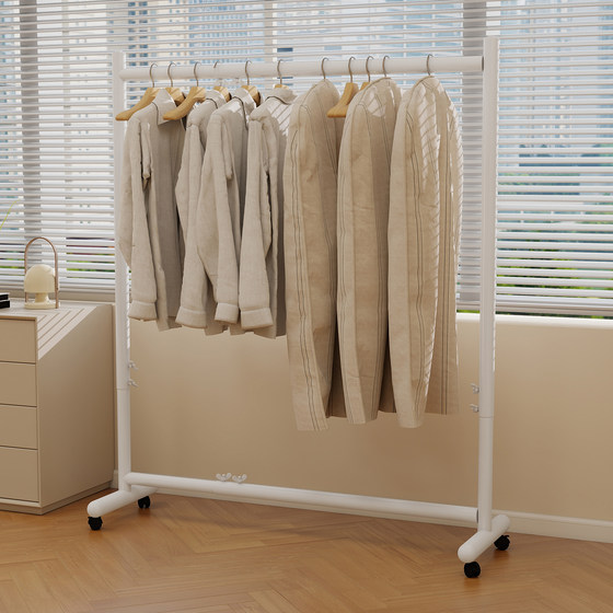 Simple Floor-Standing Retractable Adjustable Clothes Drying Rack Indoor Mobile Clothes Rack Double-Layer Drying Rack for Home Bedroom Balcony