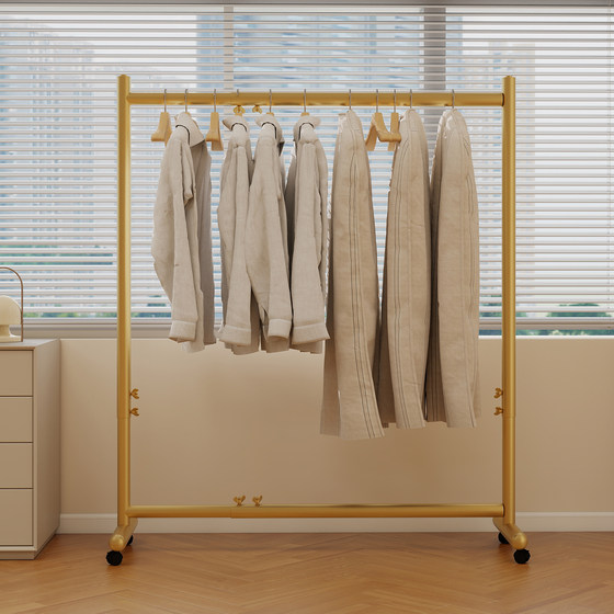 Simple Floor-Standing Retractable Adjustable Clothes Drying Rack Indoor Mobile Clothes Rack Double-Layer Drying Rack for Home Bedroom Balcony