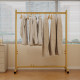 Simple Floor-Standing Retractable Adjustable Clothes Drying Rack Indoor Mobile Clothes Rack Double-Layer Drying Rack for Home Bedroom Balcony