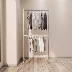 Stainless Steel Floor-Standing Multi-Layer Adjustable Clothes Drying Rack for Bedroom, Indoor and Outdoor Use, Simple Coat Rack