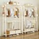 Simple Style Double-Layer Floor-Standing Coat Rack for Bedroom, Thickened Clothes Rack, Multi-Functional and Storage-Friendly Simple Clothes Rack