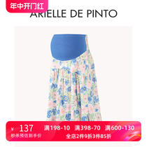 French ARIELLE DE PINTO maternity skirt fashionable and artistic oil painting floral half-length belly support for women