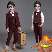 Childrens nhung bộ đồ phù hợp với cậu bé gió English giáp quý ông ba mảnh bộ trẻ em dày phù hợp với áo khoác đẹp trai.