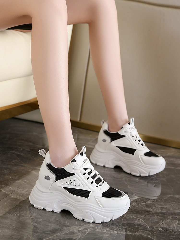 Platform Sneakers for Petite Women, Versatile Thick-Soled Shoes, 2025 Spring and Autumn New Style, Breathable Casual Sports Shoes