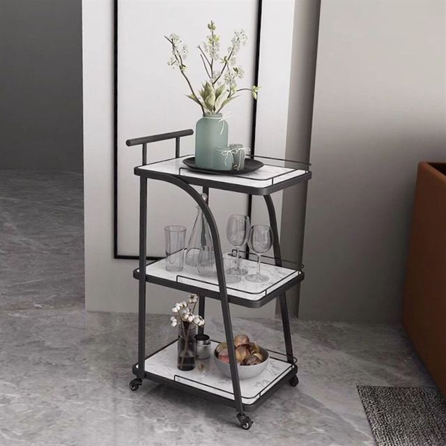 Nordic golden trolley simple household iron dining edge table light luxury mobile coffee table dining car storage rack corner table