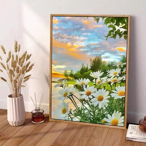 Алмазные картины, полные маленьких пейзажей Daisy, Cross Stitch 2023 Новая паста бриллиантовая ручная спальня Маленькие кусочки Nordic 5D