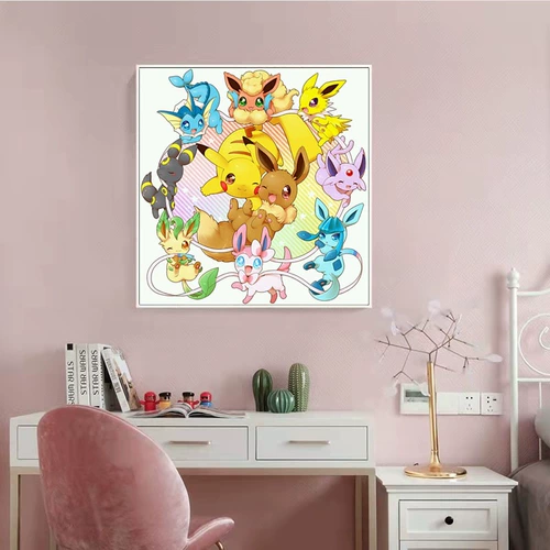 Пикачу мультфильм алмазная картина полная бриллиантов для гостиной и спальни маленькая вышивка крестиком 2025 новая детская ручная работа в рамке 5d