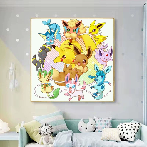 Пикачу мультфильм алмазная картина полная бриллиантов для гостиной и спальни маленькая вышивка крестиком 2025 новая детская ручная работа в рамке 5d