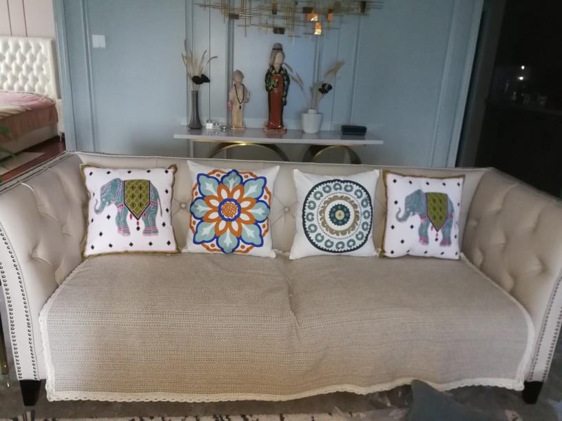 Vỏ gối thêu cotton sang trọng của Mỹ không có lõi vuông Gió Bắc Âu sofa gối đệm phòng khách bộ chăn gối ngủ văn phòng giá rẻ