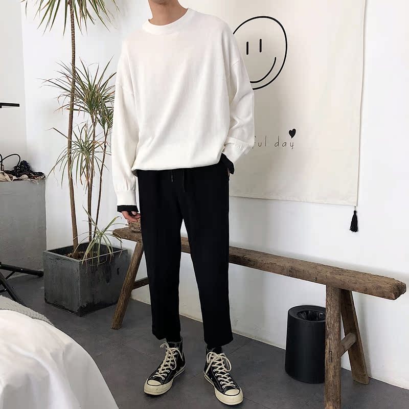 thiết kế thành phần thái độ cuff giả hai màu đan áo len nam nhỏ gọn thời trang nổi tiếng áo nike