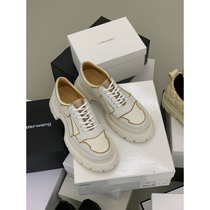 HOZI platform casual shoes canvas leather paneling niche design mens shoes new trend tie heightened shoes