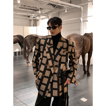 HOZI trendy gust western suit advanced senses trendy small suit mens fried street casual jacket uppie handsome Korean version lightly cooked