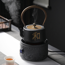 Iron pot cast iron tea kettle boiled water pot boiled teapot electric pottery stove home office enamel handmade Japanese set