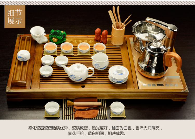 Purple sand tea set household contracted sitting room office solid wood tea tray was kung fu tea tea tea set