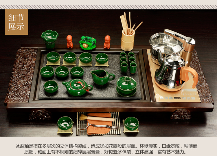 Purple sand tea set household contracted sitting room office solid wood tea tray was kung fu tea tea tea set