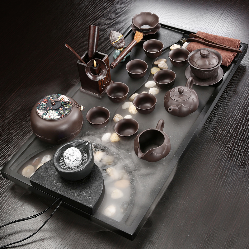 Sharply stone tea tray was set automatic one violet arenaceous kung fu tea set household contracted stone tea tray tea sea