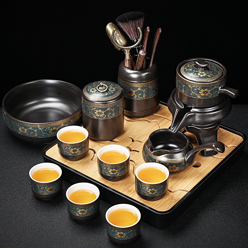 Lazy automatic kung fu tea set set household dry brew tea tray light luxury Chinese Japanese teapot ceramic purple sand teacup