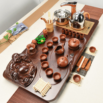 Zongtang kung fu purple sand tea set set home office tea cup electrical tea table solid wood tea tray tea ceremony accessories