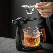 Lazy tea leak rack support glass tea filter filter integrated road cup set creative personality cow base bracket
