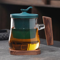 Glass teacup with large capacity tea cup tea water separation ceramic filter liner male and female cushion set