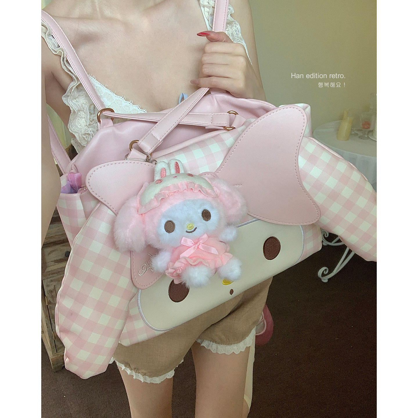 卡通美乐蒂大容量包包女2026新款潮时尚甜酷双肩背包蝴蝶结托特包