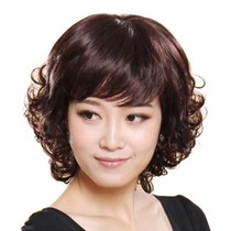 Wig female short hair perm short curly hair bald wig full headgear elderly elderly mother middle-aged nature