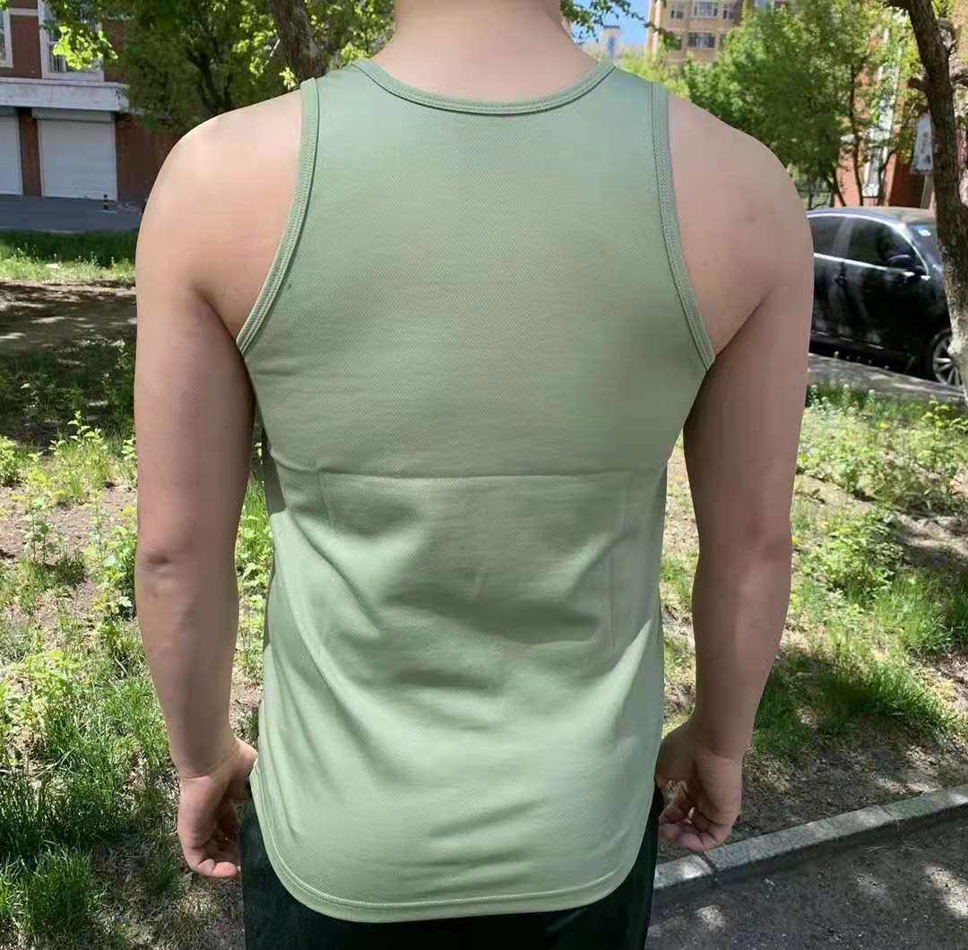 Summer sleeveless men's vest modal cotton round neck slim hurdle sling fitness sports bottoming side sweatshirt