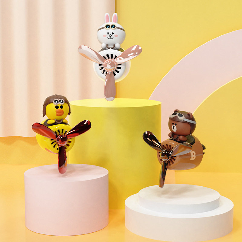 line car aromatherapy brown bear air outlet perfume cologne jasmine ocean air conditioner fan leaf car decoration fragrance