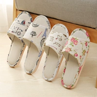 lanh gia dép nhà và dép dành cho nam giới và phụ nữ bốn mùa với sàn chống trượt trong nhà vải bông mùa xuân mềm đáy và mùa hè, mùa thu và mùa đông - Trang chủ dép đi trong nhà mùa hè