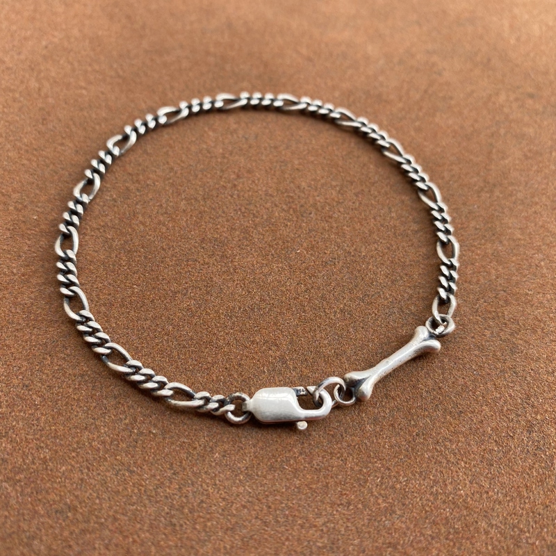 Figaro Chain Pure Silver Bone Bracelet for Men and Women, Playful Street Fashion Retro Student Chain