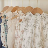 Детское милое дышащее боди для ползания для девочек, короткий рукав, цветочный принт