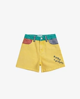 Желтая джинсовая юбка, шорты