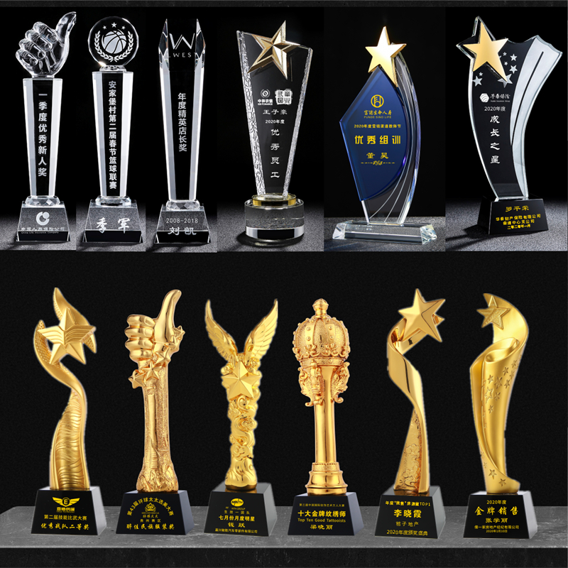 Creative Crystal Trophy Sales Performance Thumb Company Monthly Awards Excellent Employee Medal Customization Made