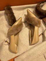 Collection of sexy fashionable elegant 2021 new mink patchwork cowhide pointed heels