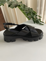Italy JIN mouth open edge beads cowhide leather after 2021 empty pine cake bottom with father sandals women wear winter