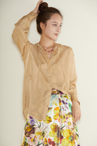 Xiangjia custom fabric is too good silk sticky jacquard walnut ribbon top silk long sleeve shirt Women Winter