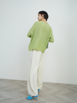 Texture fly heavily imported triacetic acid high waist wide wide leg trousers straight tug - trap relaxed pants in winter