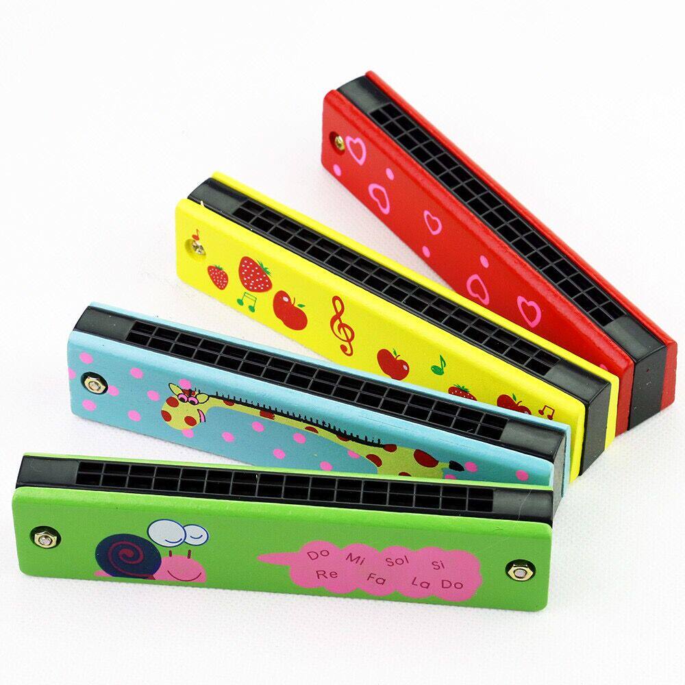 Wooden 16 holes harmonica children's whistleblowing beginnics baby baby trumpet can blow toy musical instrument portable
